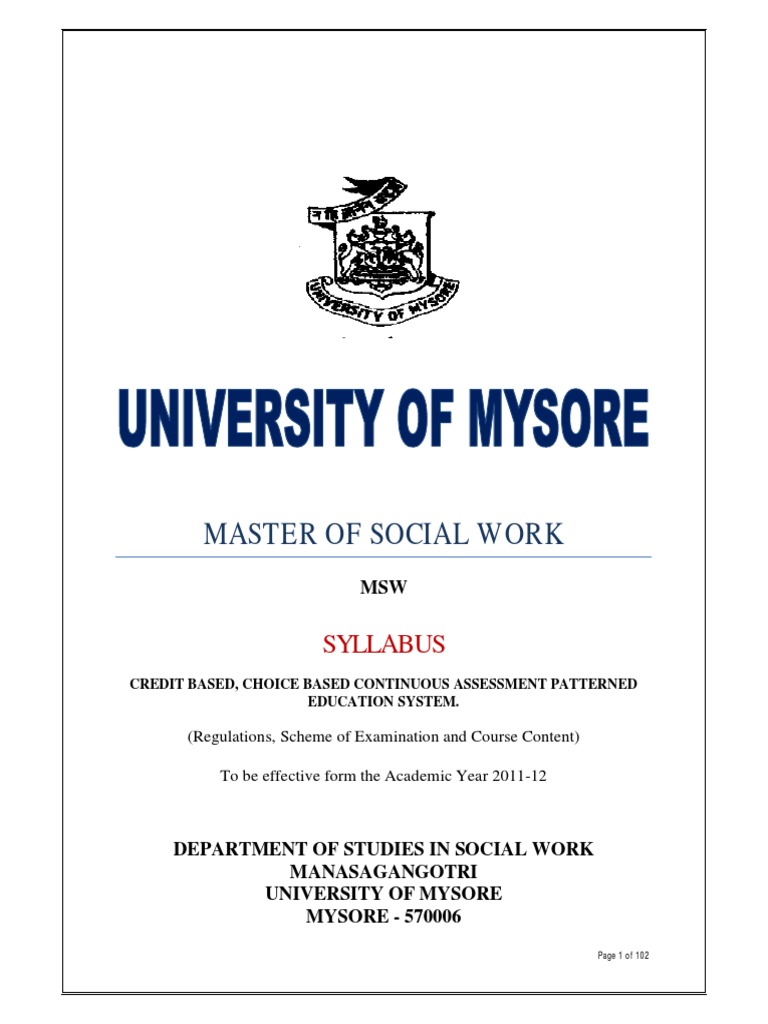 MSW Syllabus PDF | PDF | Social Group | Social Work