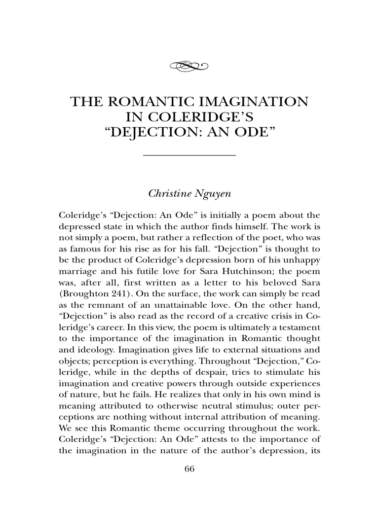 The Romantic Imagination in Coleridge'S "Dejection An Ode" Christine