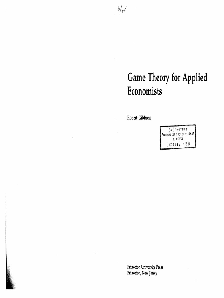 Game Theory For Applied Economists PDF | PDF