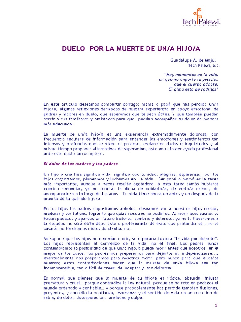 Reflexiones sobre el duelo de un hijo | PDF | Dolor | Muerte