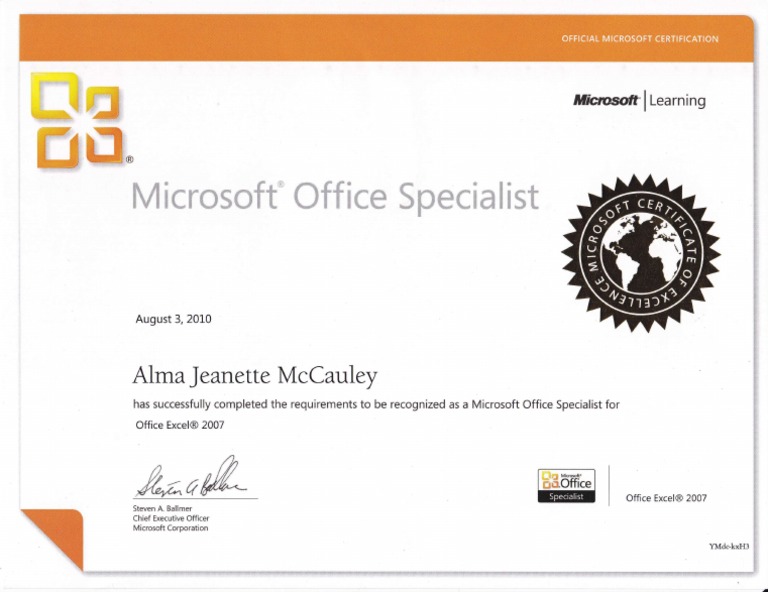 microsoft excel certification