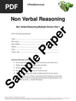 Non Verbal Reasoning: Sample Paper