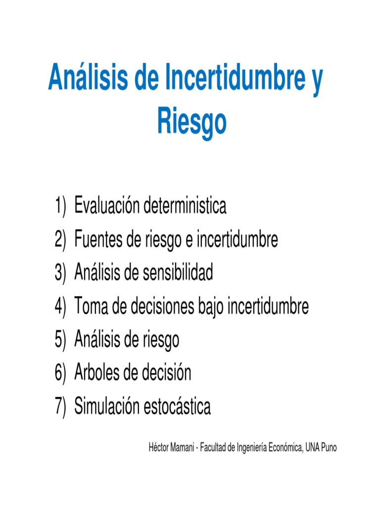 Análisis de incertidumbre y riesgo en la evaluación de proyectos de ...
