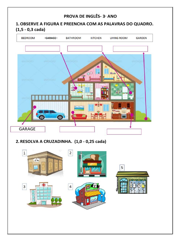 Prova de Inglês - 3º Ano Fundamental | PDF
