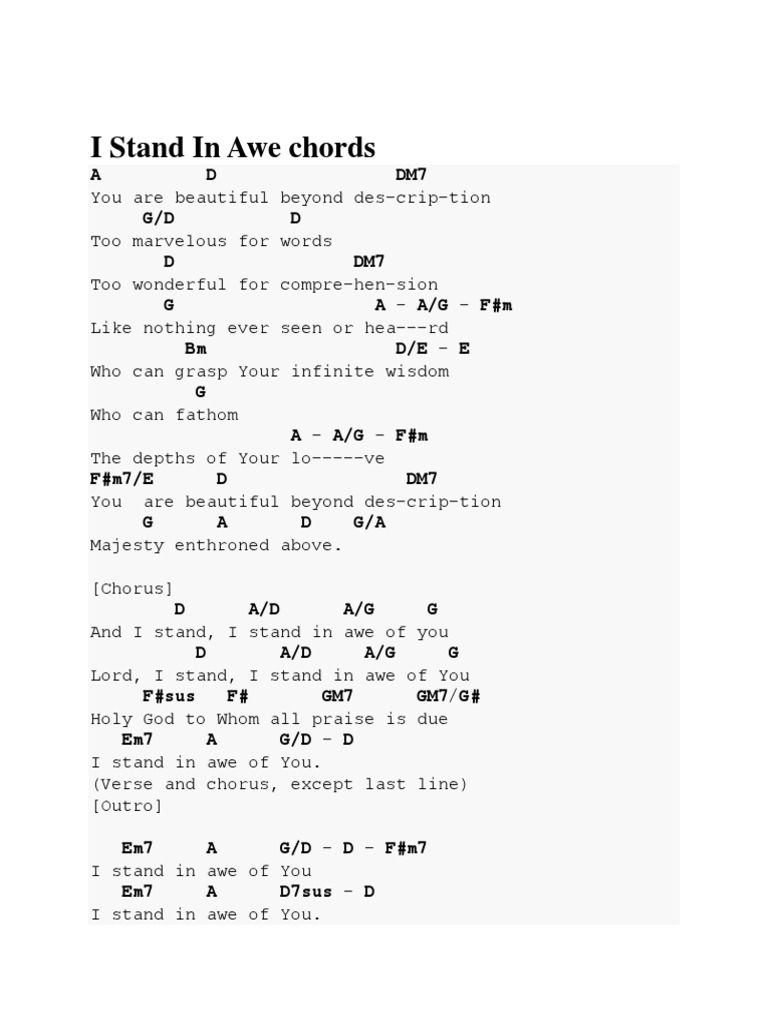 I Stand in Awe Chords PDF