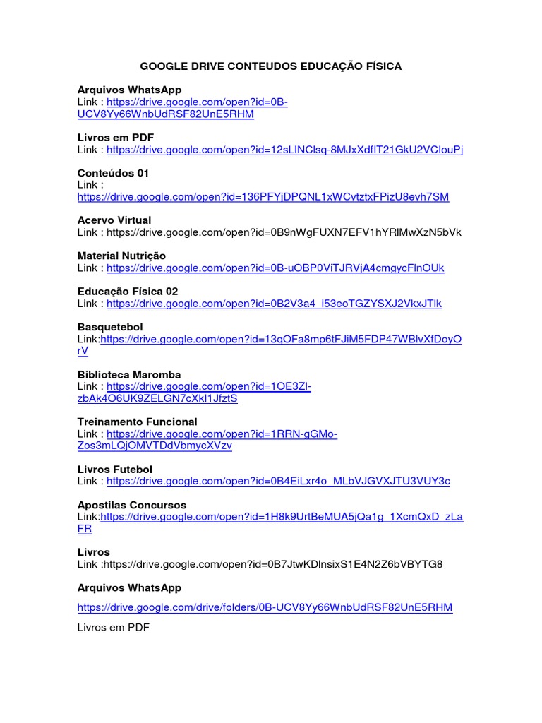 Google Drive Conteudos Educacao Fisica