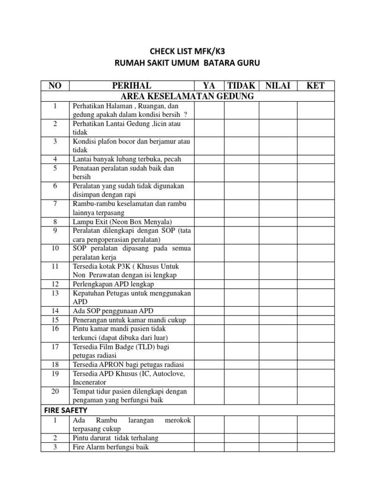 Check List MFK Word | PDF