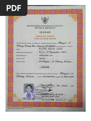 Ijazah Sd Putri Maya