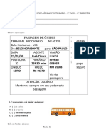 Avaliação Diagnóstica 5 Ano de Português em WORD.