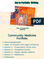 Introduction To Portfolio Writing: Dept. of Community Medicine