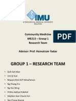 Community Medicine ME213 - Group 1 Research Team Advisor: Prof. Hematram Yadav