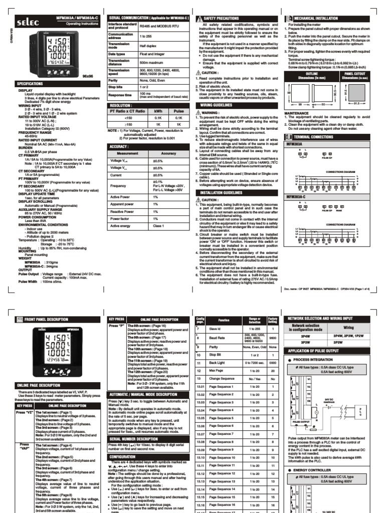 Mfm383a User Manual PDF Ac Power Electrical Wiring