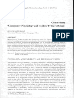 Community Psychology and Politics. J. Rappaport