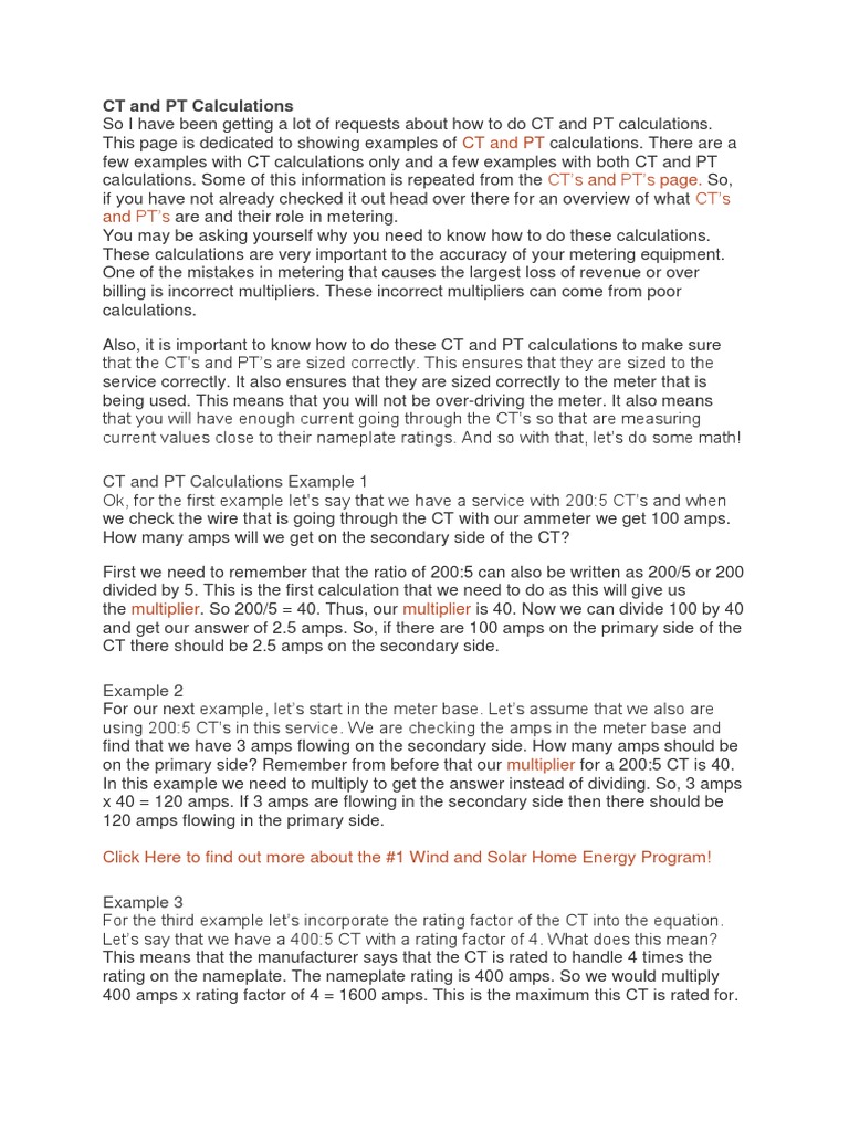 CT and PT Calculations | Download Free PDF | Multiplier (Economics ...