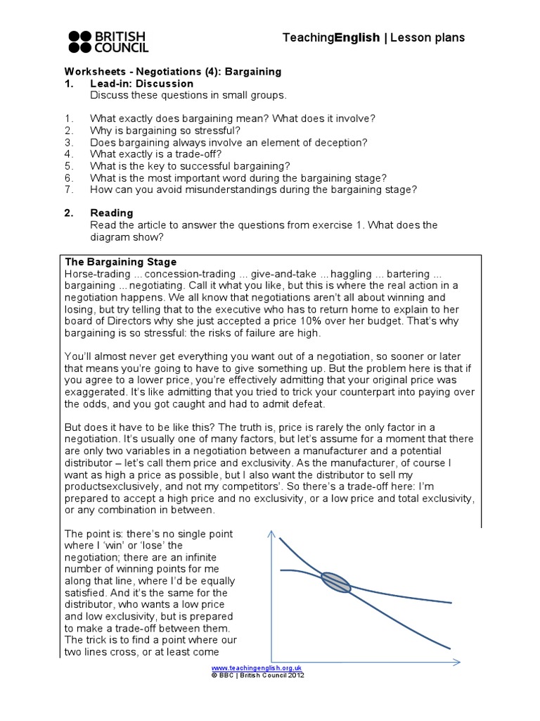 Negotiations 4 Bargaining Worksheet | PDF | Bargaining | Negotiation