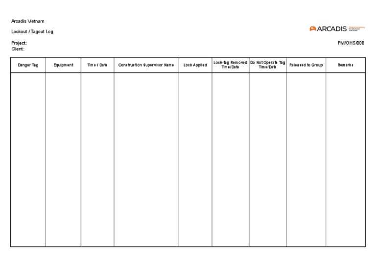 Arcadis Vietnam Lockout Tagout Log | PDF | Change Management | Business Law