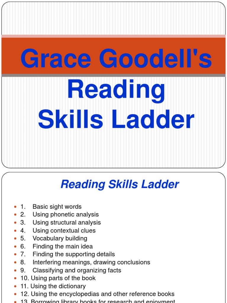 Grace Goodell's Reading Skills Ladder Phoneme