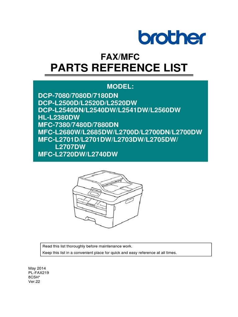 Parts Reference List: Fax/Mfc | PDF