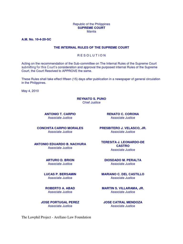 internal rules of the supreme court