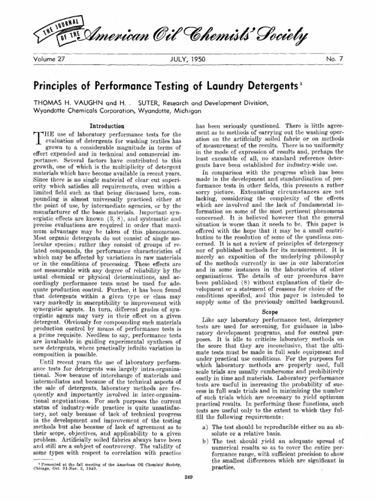 Principles of Performance Testing of Laundry Detergents PDF Carbon