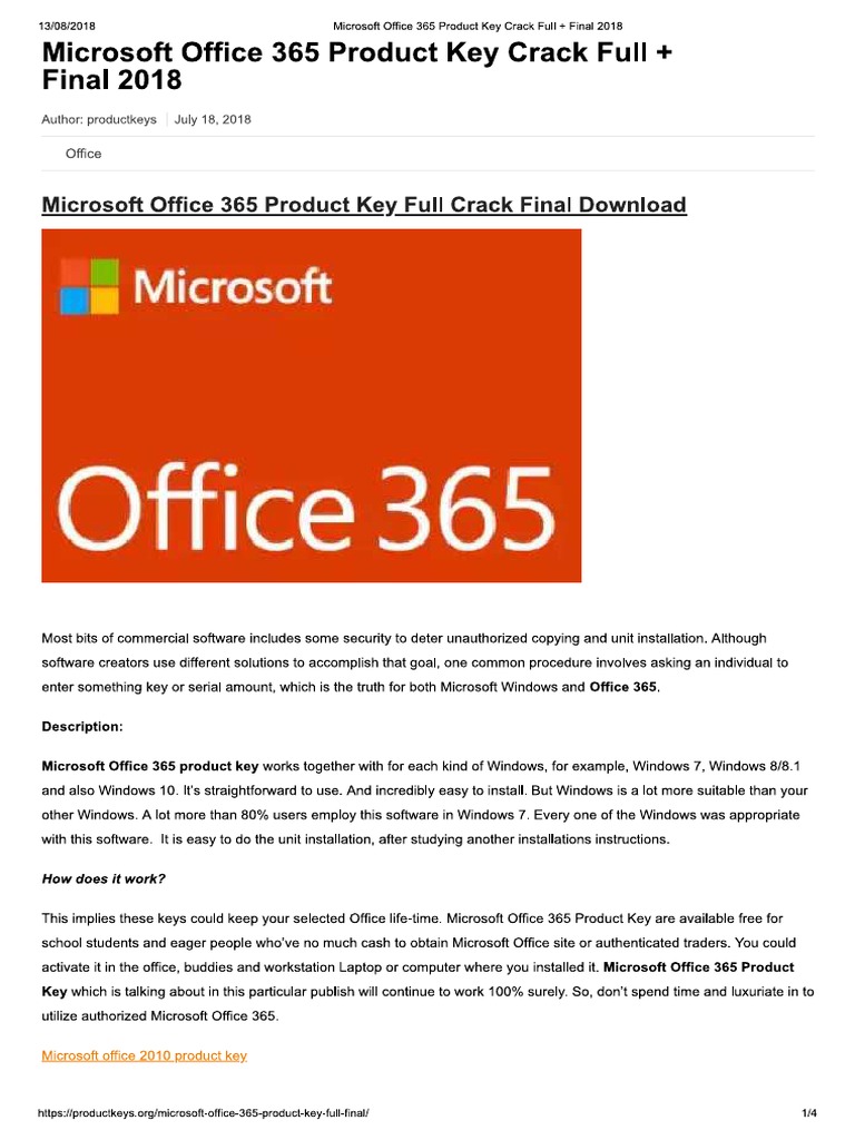 Microsoft Office 365 Product Key Crack Full + Final 2018 | Business