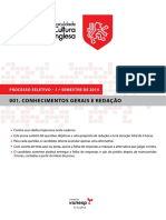 Vunesp 2013 Faculdade Cultura Inglesa Vestibular Prova 01 Prova PDF
