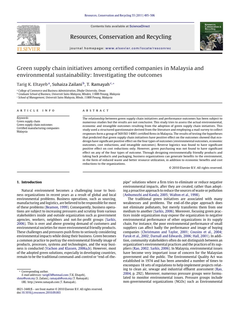 Resources, Conservation and Recycling | PDF | Supply Chain | Waste ...