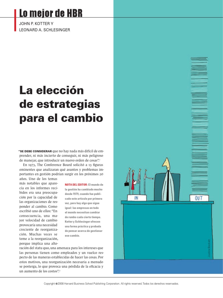 Kotter schlesinger 2008 la elecci n de estrategias para el cambio