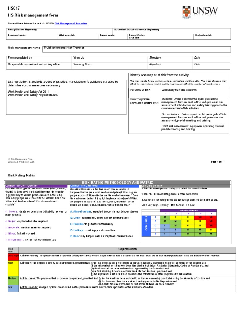 Risk Management for Fluidisation Lab | PDF | Risk | Risk Management