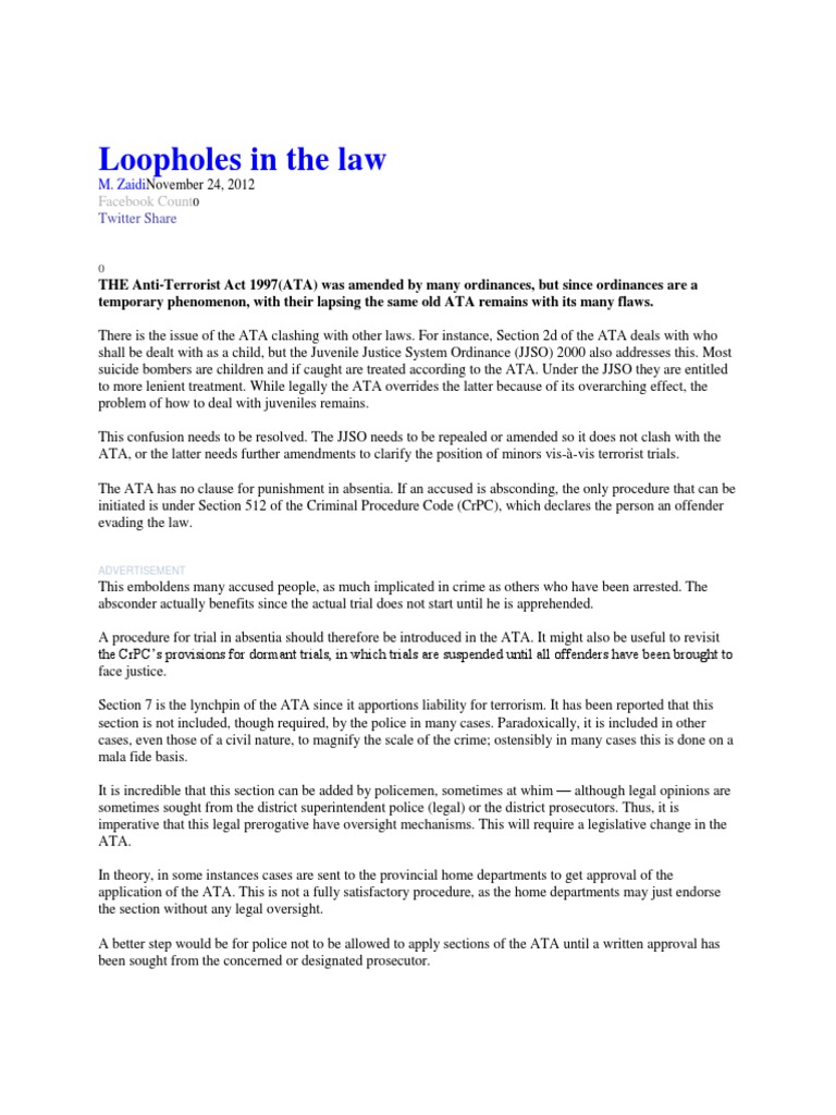 Loopholes in The Law: Facebook Count | PDF | Burden Of Proof (Law ...