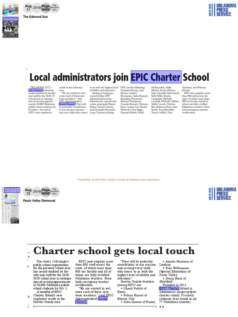 Epic Pauls Valley Democrat PDF Alternative Education