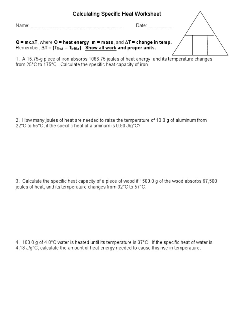 Specific Heat Worksheet Extra-25 Key  PDF  Heat  Heat Capacity Throughout Specific Heat Worksheet Answers