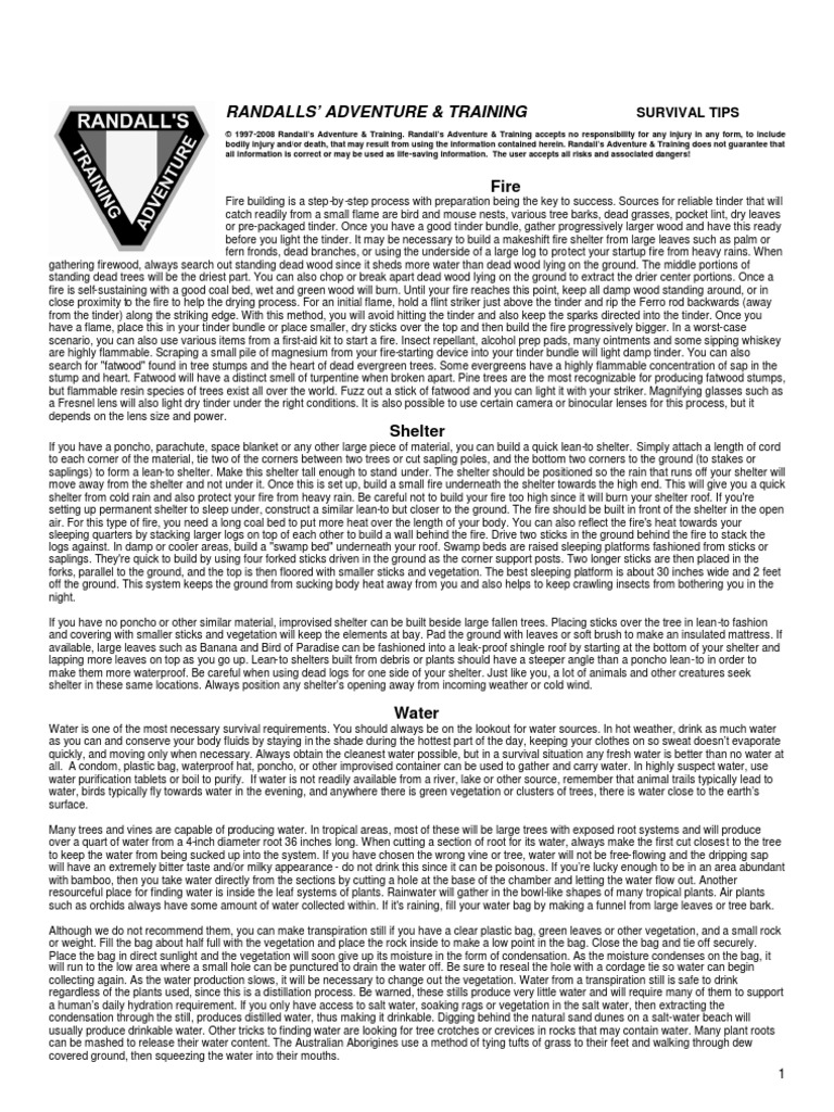 Survival Tips PDF Roof Water