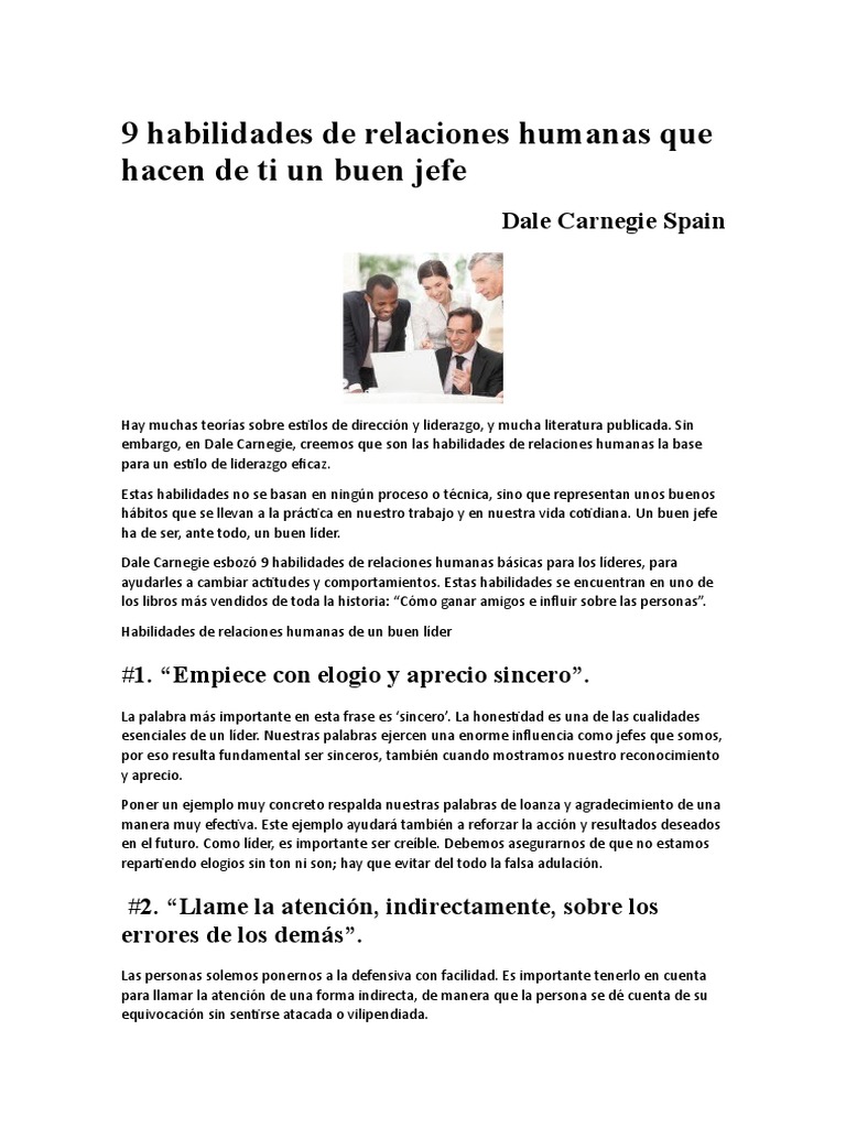 Habilidades para ser un buen jefe | PDF | Liderazgo | Motivación
