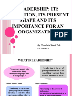 Leadership: Its Definition, Its Present Shape and Its Importance For An Organization