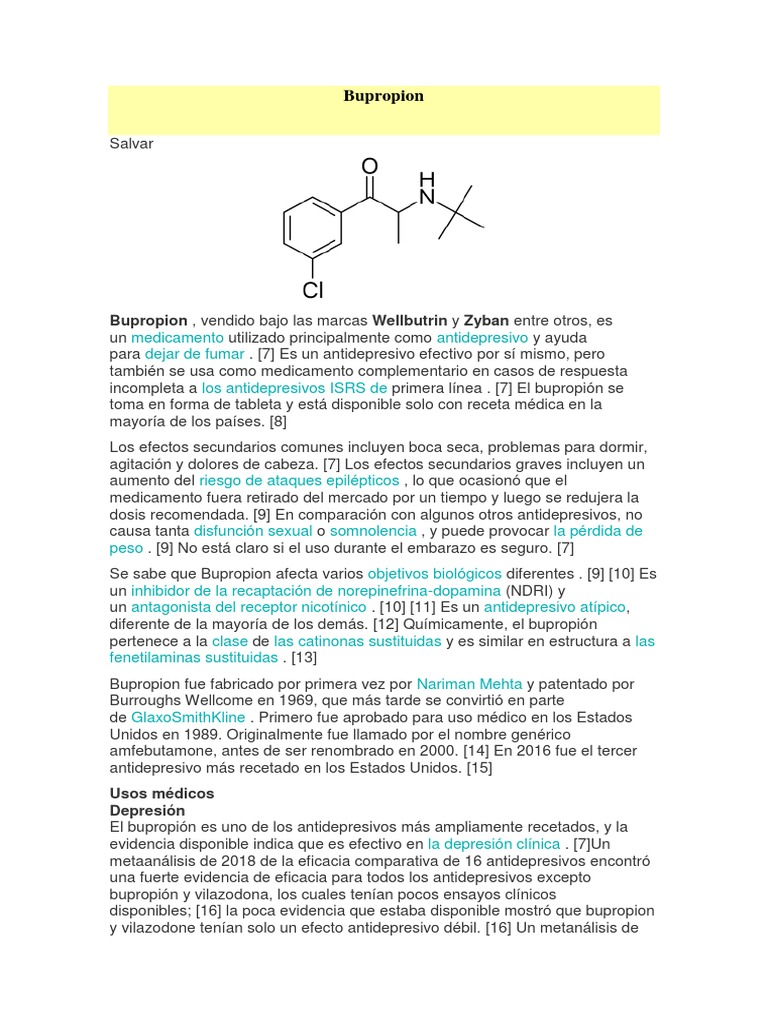 bupropion se vende sin receta