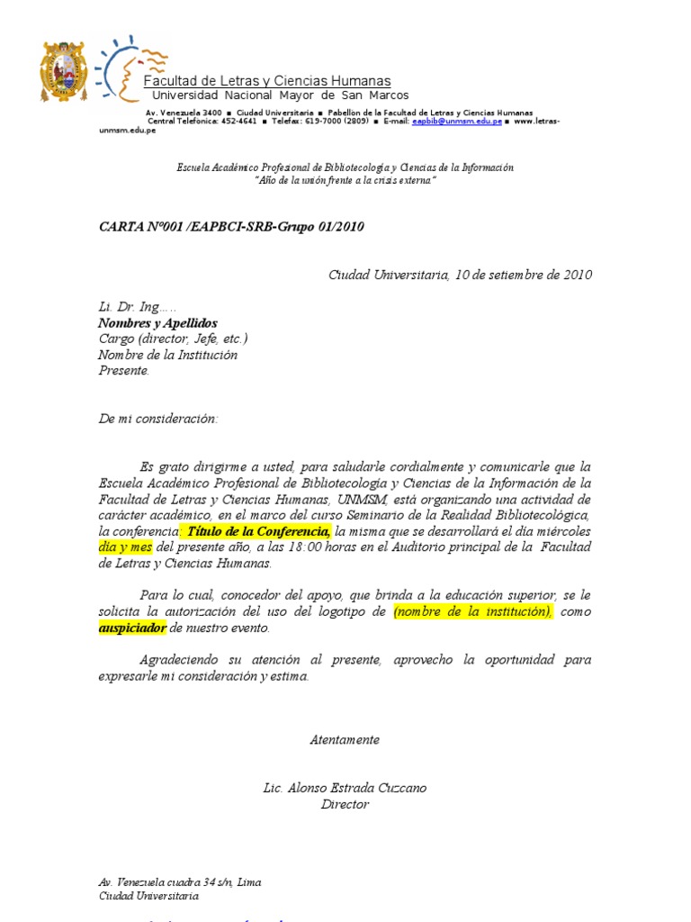 Oficio Pedido de AUSPICIO