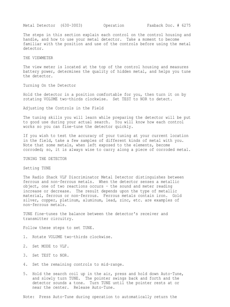 Micronta 3001 metal detector manual 63 3003