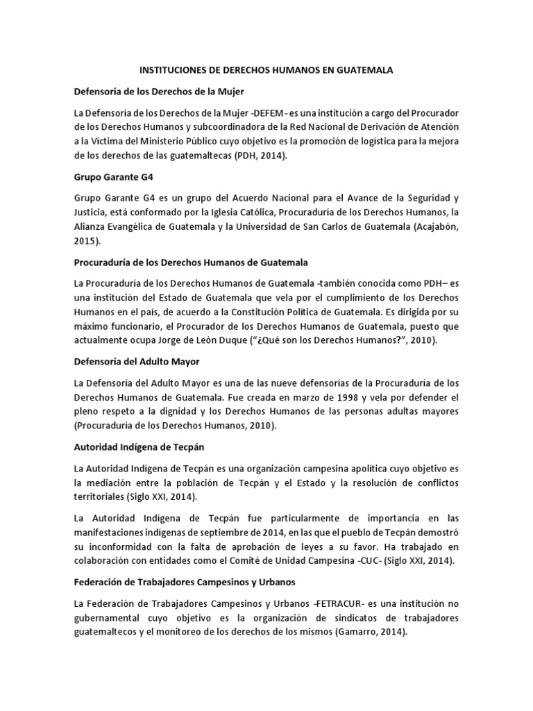 Instituciones de Derechos Humanos en Guatemala | PDF | Guatemala ...