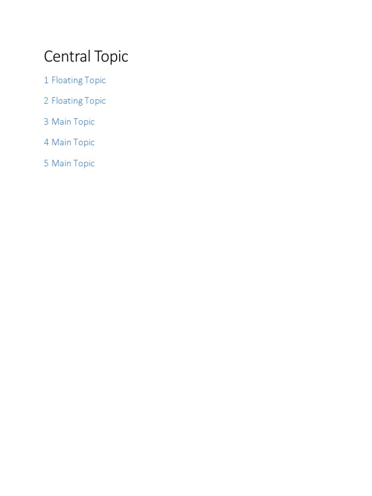 Central Topic: 1 Floating Topic 2 Floating Topic 3 Main Topic 4 Main ...