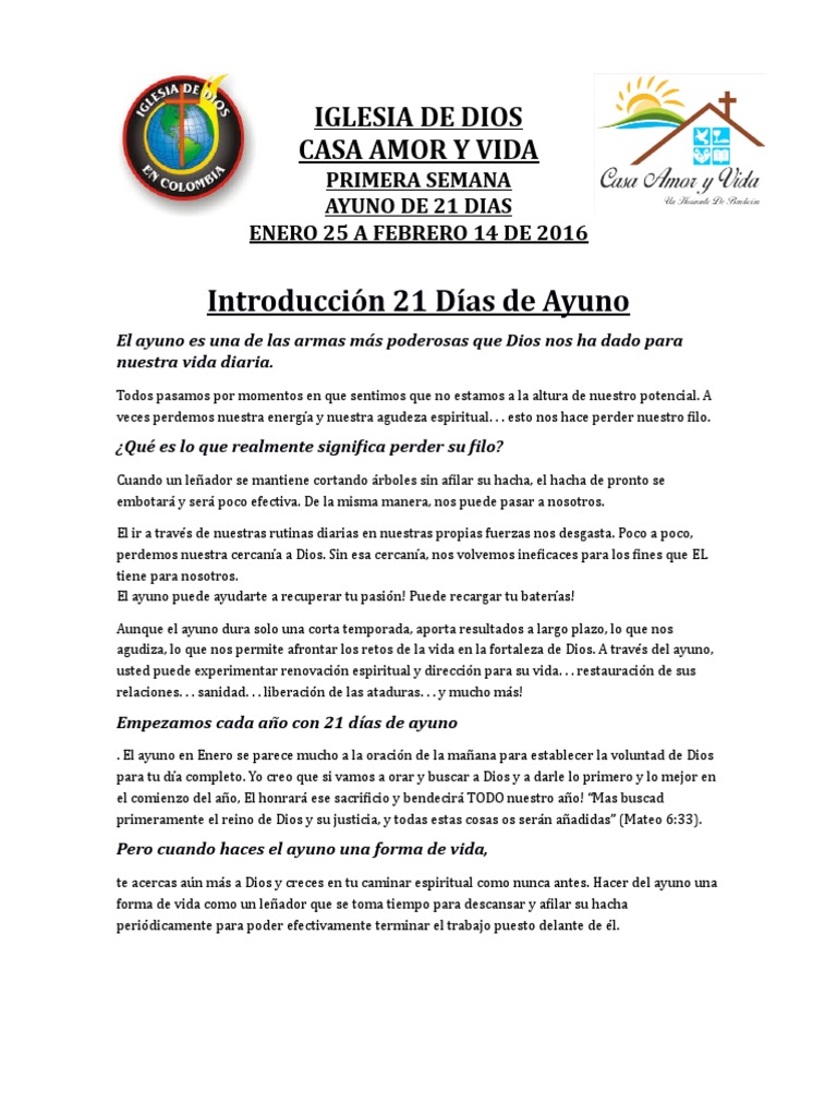 21 Días de Ayuno y Oración Espiritual | PDF | Rápido | Dios