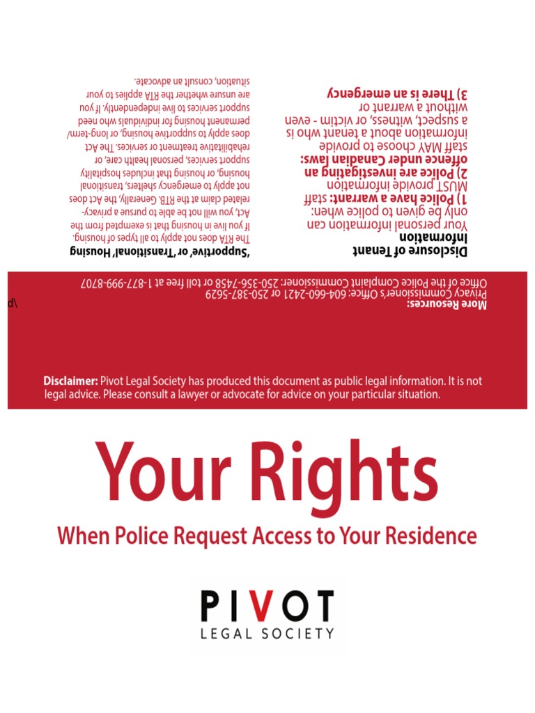 Tenants' Rights Card | PDF | Search Warrant | Common Law