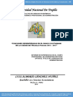 Funciones Desempeñadas en El Banco Scotiabank de La Ciudad de Trujillo (Período 2013 - 2017)