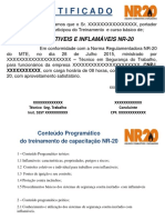Certificado NR-20 Treinamento Combustíveis