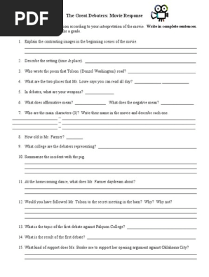 The Great Debaters Worksheet | PDF