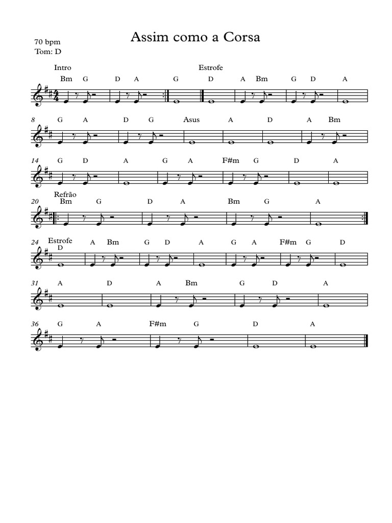 Assim Como A Corsa - Partitura Completa | PDF