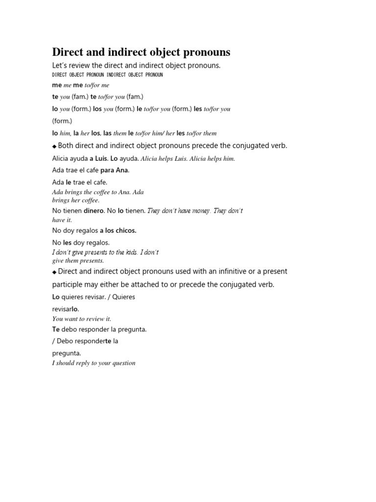 Mastering Object Pronouns | PDF