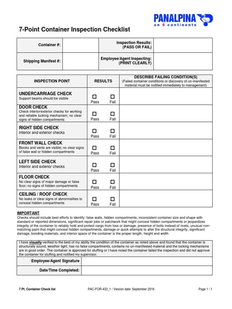 Panalpina 7Point Container Inspection Checklist PDF