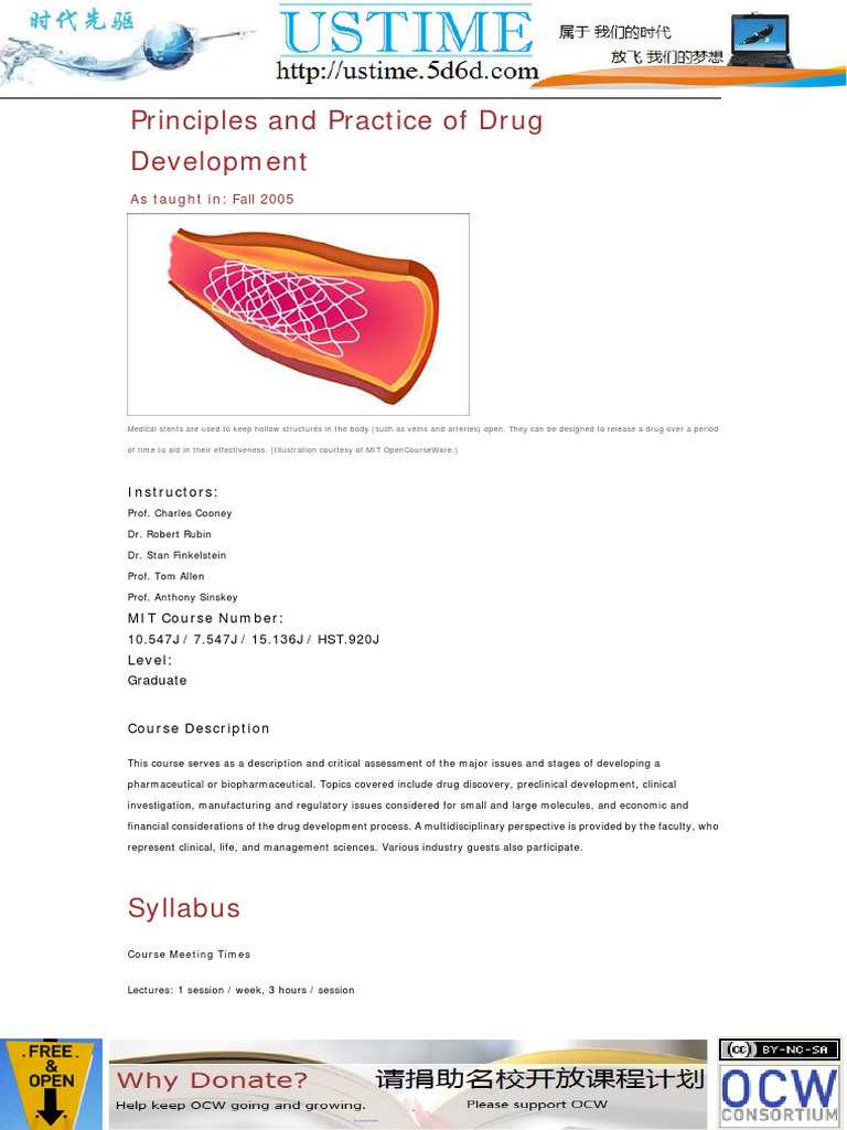 Principles and Practice of Drug Development: As Taught In: Fall 2005 ...