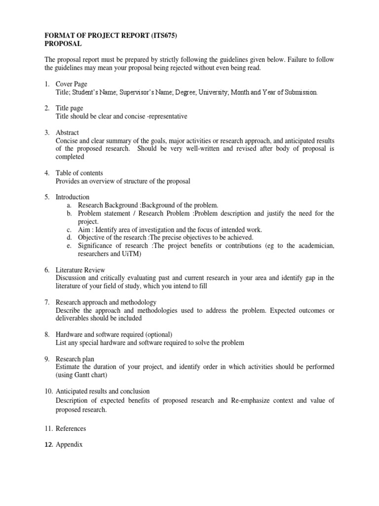 Project Report Proposal Guidelines | PDF